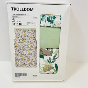 IKEA TROLLDOM Gyllensvaan Crib Sheet Set Forest Animal Duvet Fitted Pillowcase